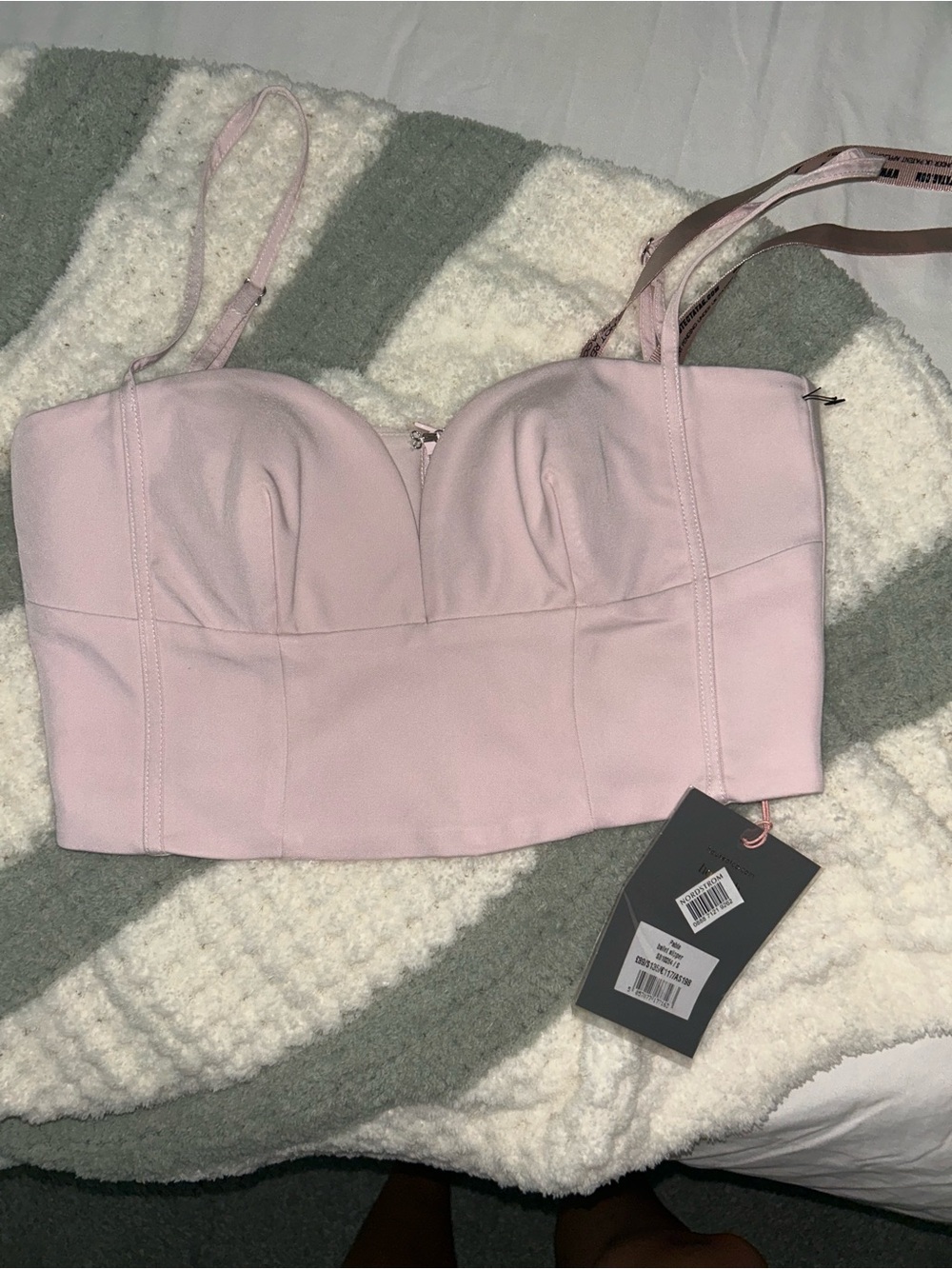 House of CB Pale Pink Structured Bustier Crop Top